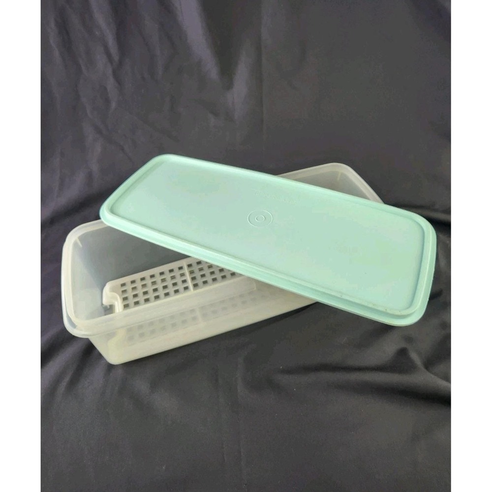 Vintage Tupperware Celery Bread Veggie Keeper Box Lid Rack Insert Container